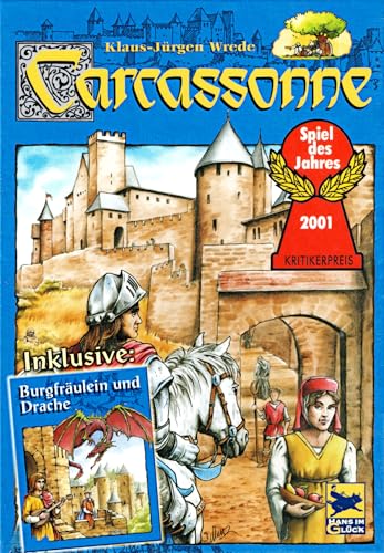 Hans im Glück 48174 - Carcassonne (Spiel des Jahres Edition) inkl. Erweiterung Burgfräulein und Drache von Schmidt