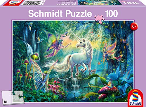 Schmidt 56254 Puzzle Im Land der Fabelwesen 100 Teile, lila, M von Schmidt Spiele