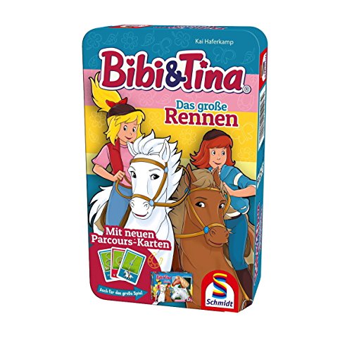 Schmidt Spiele 51417 Blocksberg/Bibi & Tina Bibi und Tina, Das große Rennen, Reisespiel in der Metalldose, 5 Jahre to 99 Jahre, Bunt von Schmidt