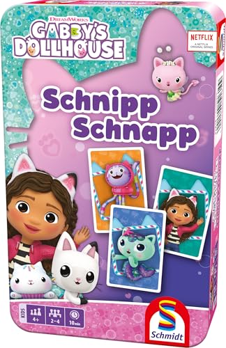 Schmidt Spiele 51610 Gabby's Dollhouse, Schnipp Schnapp, Reisespiel in Einer Metalldose von Schmidt