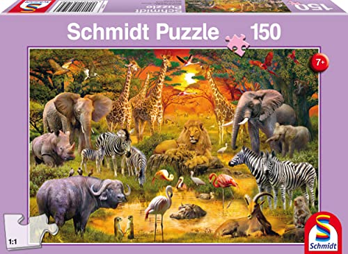 Schmidt Spiele 56195 Tiere in Afrika Puzzles, 150 Teile Kinderpuzzle von Schmidt