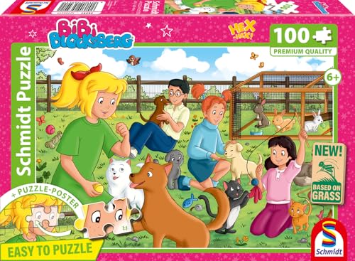 Schmidt Spiele 56541 Bibi Blocksberg, Tierpension, 100 Teile Kinderpuzzle aus Graspappe von Schmidt