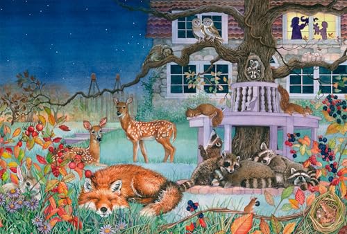 Schmidt Spiele 56575 Nächtlicher Tierbesuch, 100 Teile Kinderpuzzle aus Graspappe von Schmidt