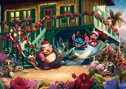 Schmidt Spiele 58049 Disney, Lilo and Stitch Aloha Christmas, Thomas Kinkade, 1000 Teile Puzzle von Schmidt