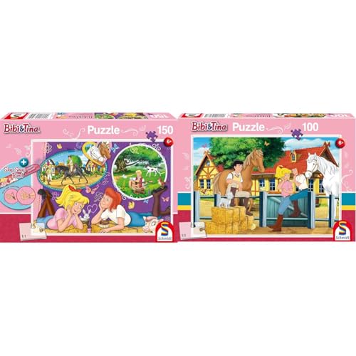 Schmidt Spiele Puzzle 56321 Blocksberg/Bibi & Tina Bibi und Tina, Freundinnen für Immer, 150 Teile Kinderpuzzle, bunt & 56187 Bibi und Tina, Auf dem Martinshof, 100 Teile Kinderpuzzle von Schmidt
