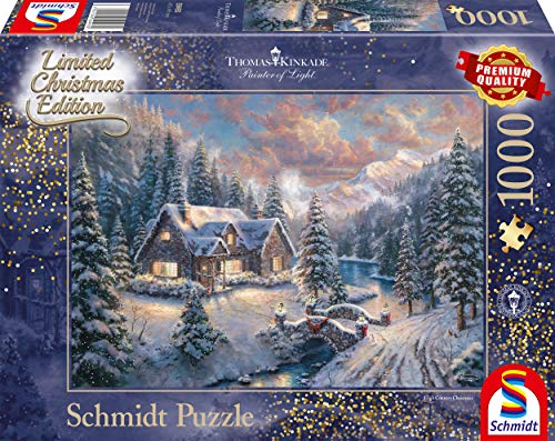 Schmidt Thomas Kinkade Weihnachten in den Bergen, Limited Edition (1000 Teile Puzzle, Karton, Jigsaw, Klassisch, Experte, ab 12 Jahren) von Schmidt