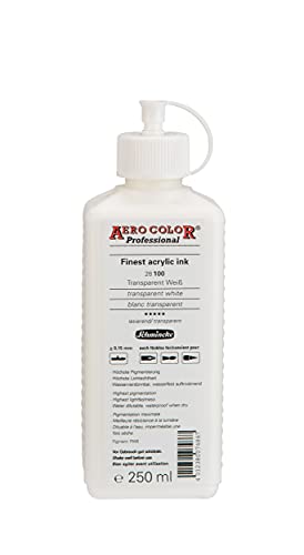 Schmincke - AERO COLOR® Professional, Transparent Weiß, 250 ml, 28 100 027, feinst-flüssige, farbstarke Acrylfarbe für Acrylmalerei, Airbrush, Mixed Media von Schmincke