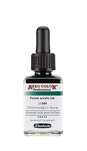 Schmincke - AERO COLOR® Professional, Chromoxidgrün feurig, 28 ml, 28 504 023, feinst-flüssige, farbstarke Acrylfarbe für Acrylmalerei, Airbrush, Mixed Media von Schmincke