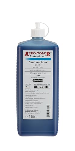 Schmincke - Aero Color® Professional, Basis Cyan, 1000 ml, 28 405 029, feinst-flüssige, farbstarke Acrylfarbe für Acrylmalerei, Airbrush, Mixed Media von Schmincke