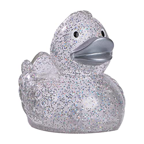 Schnabels Badeente Wings - Geschenk für Geburt Geburtstag Namenstag Kinder Baby Freund-in Mädchen Junge - lustig originell Glücksbringer - Spielzeug Quietsche-Ente Deko Badewanne (Glitzer-Silber) von Schnabels