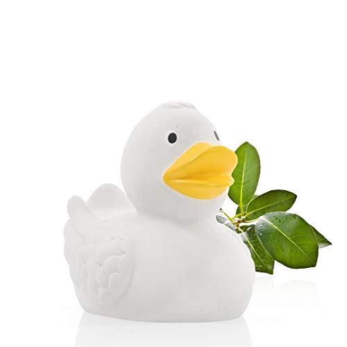 Schnabels Naturkautschuk-Ente (weiß) - Ente aus nachwachsenden und natürlichen Rohstoff - nachhaltiges Geschenk für Baby Kinder Freunde - Spielzeug Quietsche-Ente Deko Badewanne von Schnabels