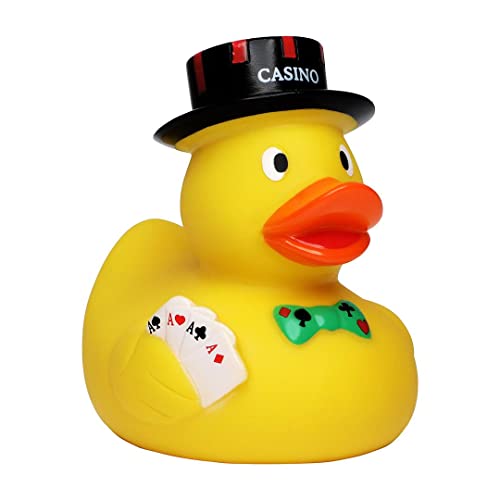 Schnabels Quietsche-Ente Poker Ente - Geschenk für Geburt Geburtstag Namenstag Kinder Baby Freund-in Mädchen Junge - Spielzeug Bade-Ente Badewanne Deko von Schnabels
