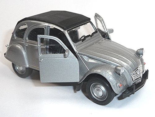 Schnäppchenmarkt 111 kompatibel mit Citroen 2CV 1962 Spritzguß Ente die Kultige Ente Modell-Auto kompatibel mit Citroen 2CV 1:38 Cabrio oder Geschlossen (Silber geschlossen) von Schnäppchenmarkt 111