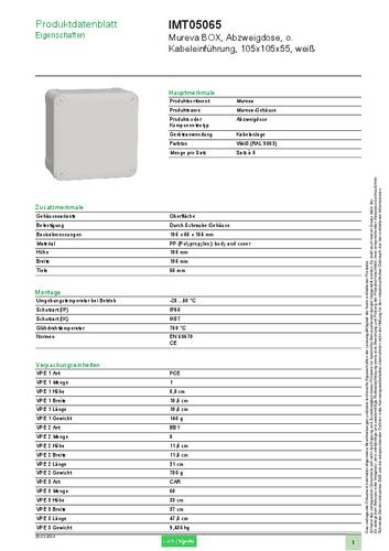 Schneider Electric IMT05065 Abzweigdose 1St. von Schneider Electric