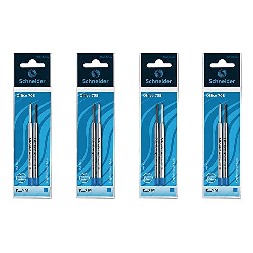 Schneider 50-77231 Kugelschreiber-Minen 708, System Parker, blau (4 x 2er Pack) von Schneider