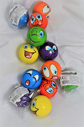 Schnooridoo 12 x Stressball Softball Streßball Knautschball Antistressball bunter Grimassenball von Schnooridoo