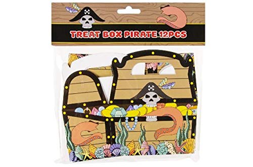 Schnooridoo 12 x Treat Box Pirat Seeräuber Schatzkiste Gastgeschenk Geschenkbox Kindergeburtstag von Schnooridoo