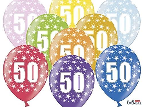 Schnooridoo 50. Geburtstag Party Zubehör 37 Sorten Konfetti Luftschlangen Ballons Banner Servietten (Luftballon 50", bunt, 6-TLG.) von Schnooridoo