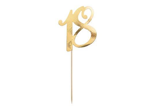 Cake Topper Kuchen Dekorieren Torten Deko Hochzeit Geburtstag (Zahl 18 gold) von Hafeehoo