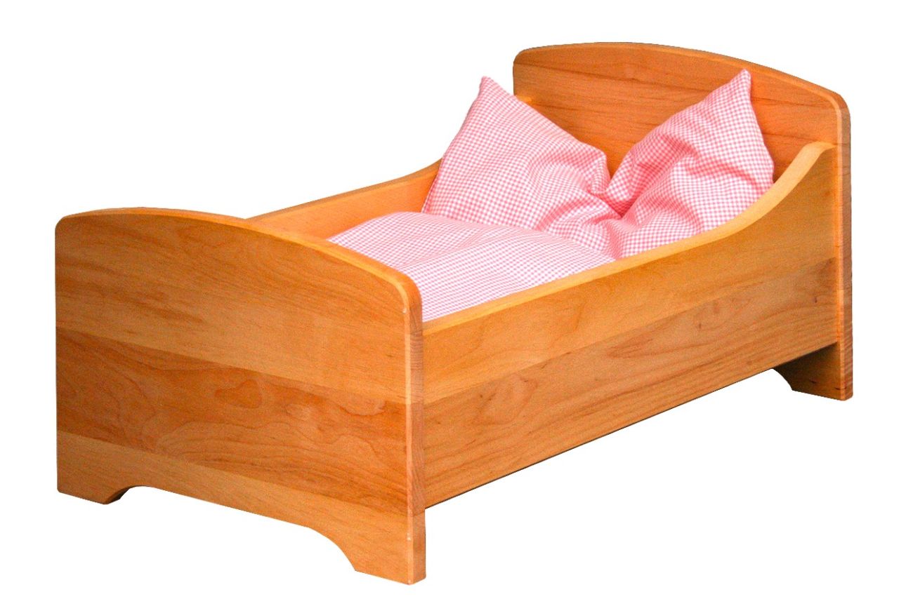 Puppenbett Holz mit Bettzeug, Schöllner von Schöllner Holzspielzeug