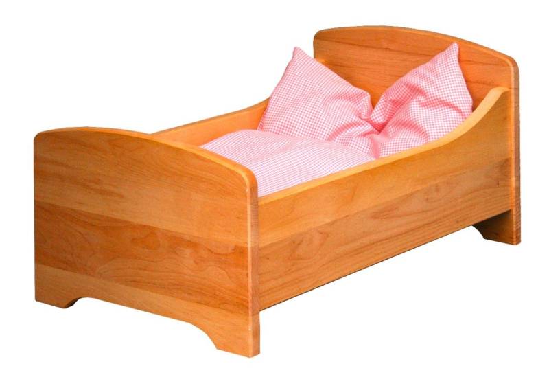 Puppenbett Holz mit Bettzeug, Schöllner von Schöllner Holzspielzeug
