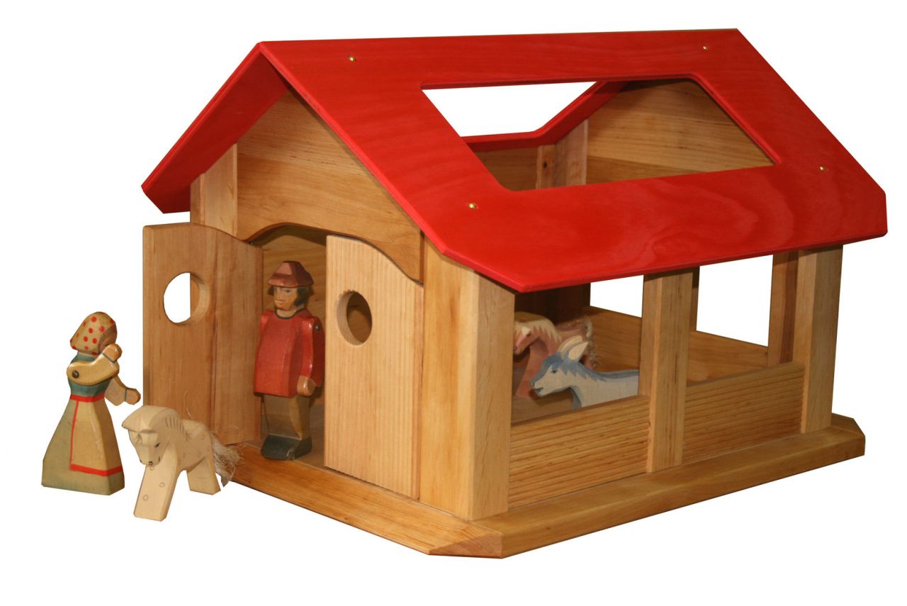 Spielstall Bauernhof aus Holz, Schöllner Holzspielzeug von Schöllner Holzspielzeug