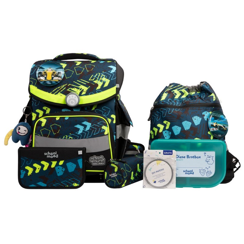 school mood Schulranzenset Timeless Pro Elias - Rennwagen 7 tlg. von School-Mood