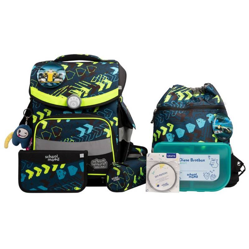 school mood Schulranzenset Timeless Pro Elias - Rennwagen 7 tlg. von School-Mood