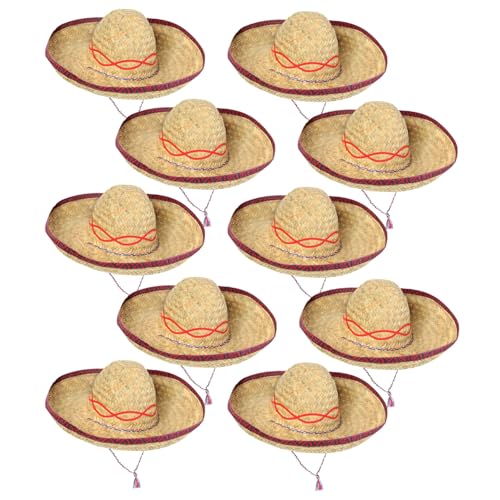 Schramm® 10 Stück Sombrero Strohhüte ø 44cm Mexico Bast Hut Stroh Hut Hawaii Party von Schramm