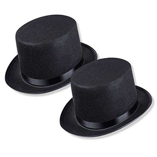 Schramm® 2 Stück Zylinder Hut mit Satinband Schwarz für Erwachsene Chapeau Zylinderhut von Schramm