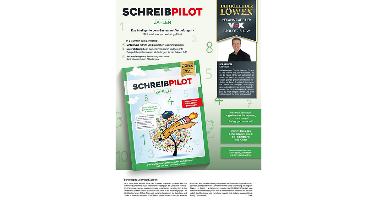 Buch - Heft Zahlen DIN-A4 grün mit Bleistift/Radiergummi Buch - Heft Zahlen DIN-A4 grün mit Bleistift/Radiergummi von Schreibpilot