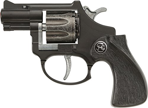 Schrödel J.G. R8: Spielzeugpistole mit Daumenauflage, ideale Ausrüstung für kleine Polizisten, 8-Schuss-Munition, 12 cm, schwarz (100 0281) von Bauer Spielwaren