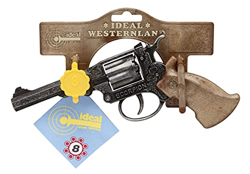 Schrödel J.G. 1068271 Scorpion antik: Spielzeugpistole für Zündplättchen-Munition, passend für Cowboys und Sheriffs, 8 Schuss, 22 cm, grau / silber (106 8271) von Bauer Spielwaren
