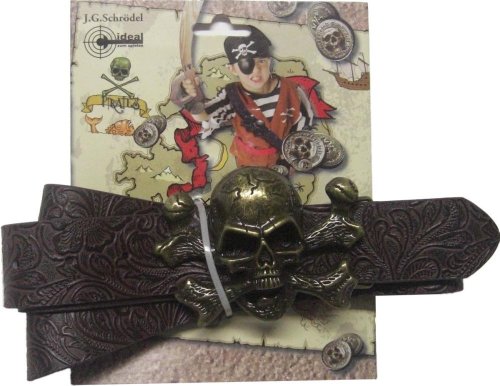 J.G.Schrödel Piratengürtel: Gürtel aus Lederimitat und Metall für Piraten, Ideal für Fasching, Länge 115 cm, dunkelbraun (750 0148) von Bauer Spielwaren