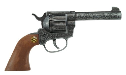 Schrödel J.G. 2038671 Magnum antik Spielzeugpistole oder Cowboy-Revolver aus Zink und Kunststoff für Zündplättchen-Munition, 12 Schuss, 22 cm, grau / silber (203 8671) von IDEAL