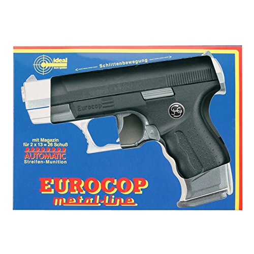 J.G.Schrödel Euro-Cop Pistole: Spielzeugpistole für Zündplättchen, ideal für das Polizeikostüm, 13 Schuss, in Box, 16.5 cm, schwarz / silber (306 0096) J.G.Schrödel Euro-Cop Pistole: Spielzeugpistole für Zündplättchen, ideal für das Polizeikostüm, 13 Schuss, in Box, 16.5 cm, schwarz / silber (306 0096) von Bauer Spielwaren