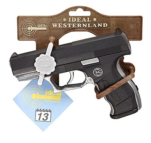Schrödel J.G. 3060961 Euro-Cop Pistole: Spielzeugpistole für Zündplättchen, ideal für das Polizeikostüm, 13 Schuss, auf Tester, 16.5 cm, schwarz (306 0961) von Bauer Spielwaren