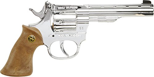 Festartikel Hirschfeld J.G.Schrödel Kadett: Spielzeugpistole für Zündplättchen-Munition, in Box, 100 Schuss, passend zum Cowboy-Kostüm, 19 cm, silber (402 9127) von Bauer Spielwaren