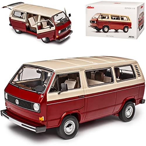 Volkwagen T3 a Bus Personen Transporter Rot mit Beige 1979-1992 1/18 Schuco Modell Auto Modell Auto von Schuco VW