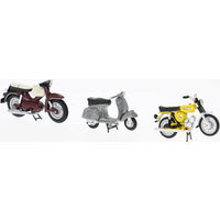 SCHUCO 450729900 1:43 3er-Set Modellmotorräder Kreidler Florett Super, Vespa GS und Simson S51 von Schuco