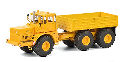 Schuco 450770800 Other License Kirovets K-700 T, Traktor mit Anhänger, Modellauto, 1:32, gelb von Schuco
