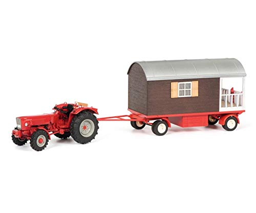 Schuco 450778500 Güldner G75 A mit Schaustellerwagen und Balkon, Mehrfarbig, Maßstab 1:32 von Schuco