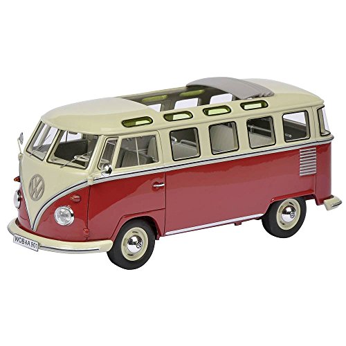 Schuco 450899000 - Volkswagen T1 Samba Bus, Masstab 1:32, Auto Und Verkehrsmodell, beige/rot von Schuco