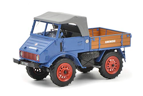 Schuco 450900300 MB, blau Mercedes-Benz 450900300-MB Unimog 401, 1:32, Modellauto, Modellfahrzeug von Schuco