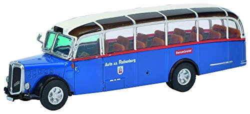 Schuco 452616200 - Reisebus Saurer Fbw Alpenwagen Iiia, Masstab 1:87, Auto Und Verkehrsmodell, blau von Schuco