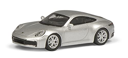 Schuco 452653600 Porsche, Carrera S Coupé, Neue 911 Generation (992), Modellauto, Maßstab 1:87, Silber-metallic von Schuco