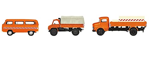 Schuco 452655600 H0 Volkswagen, Mercedes Benz 3er-Set Kommunal VW T2, Unimog 404, MB LG 322 von Schuco