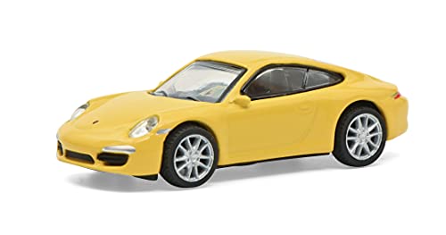 Schuco Porsche 911 Carrera S, Coupe Version (991), mit schwarzem Interieur, Modellauto, Maßstab 1:87, gelb von Schuco