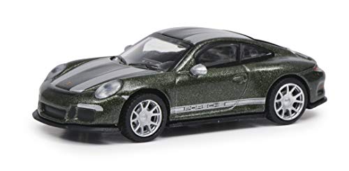Schuco 452660100 Porsche 911 R, Coupe Version (991), mit schwarzem Interieur, Modellauto, Maßstab 1:87, grün von Schuco