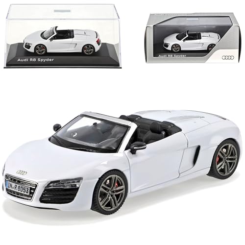 Schuco A-U-D-I R8 Cabrio Suzuka Grau Weiss Facelift Ab 2012 1/43 Modell Auto mit individiuellem Wunschkennzeichen von Schuco